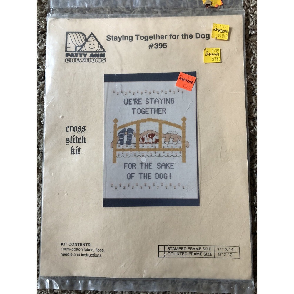 Patty Ann Creations "Staying Together For The Dog" #395 Cross Stitch Kit Nos Vtg